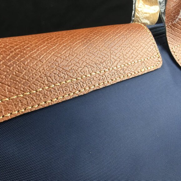 NWT Longchamp Le Pliage Original Large Shoulder Nylon Bag Tote Navy Blue - Picture 9 of 12